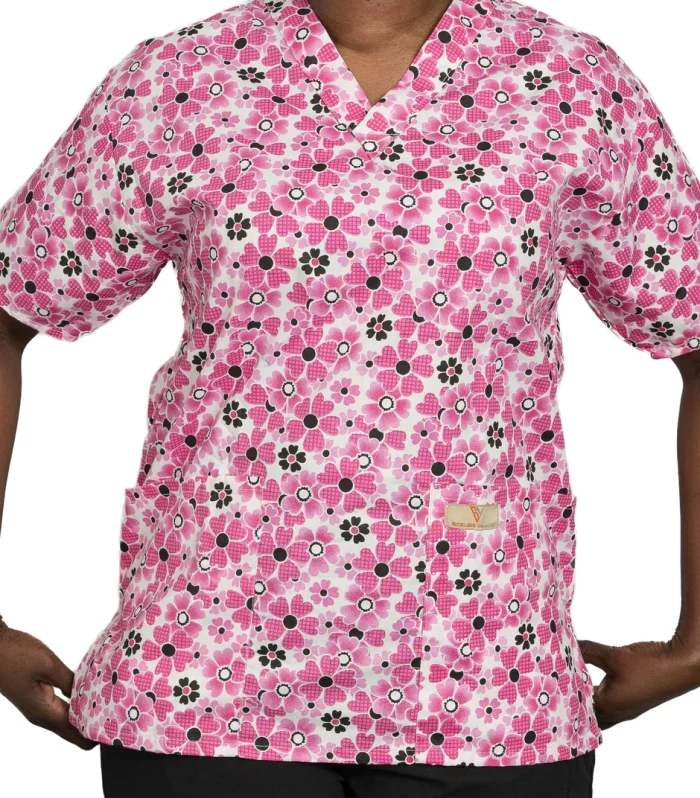 Women Printed scrub top half sleeve